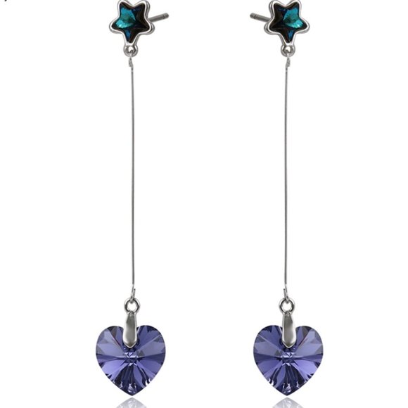 Jewelry - Star Heart Swarovski Drop Earrings